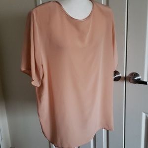 NWT Tessa Women light peach silk satin trim top 2X